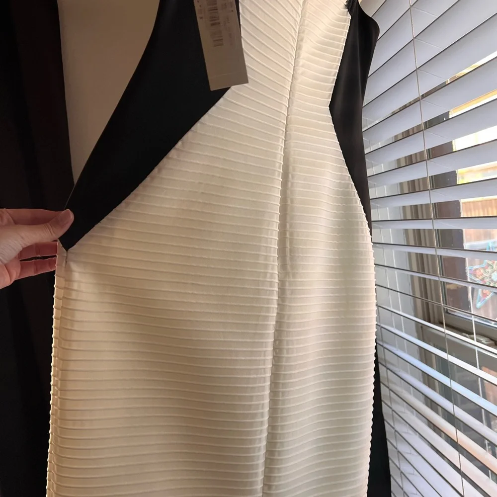 London Times Black and White Cap Sleeve Dress - Picture 3 of 3